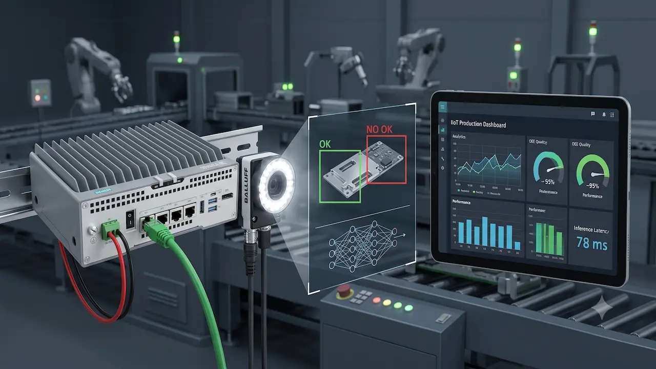 IA en producción: control de calidad visual con IPC y cámara Balluff